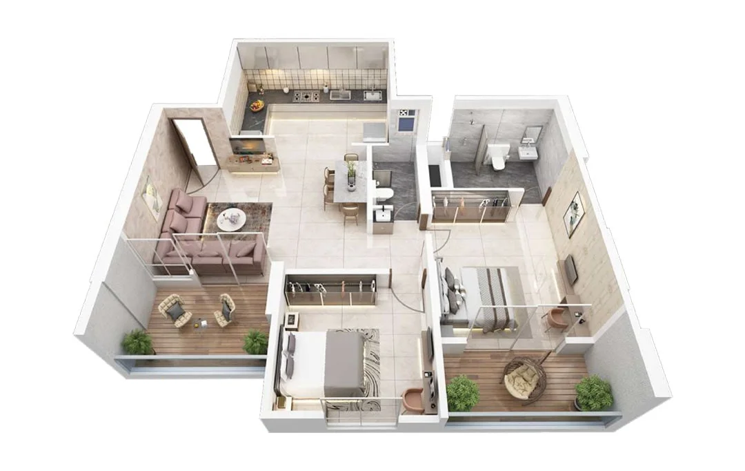 Kiran Swastik Sus 2 BHK Floor Plan Image